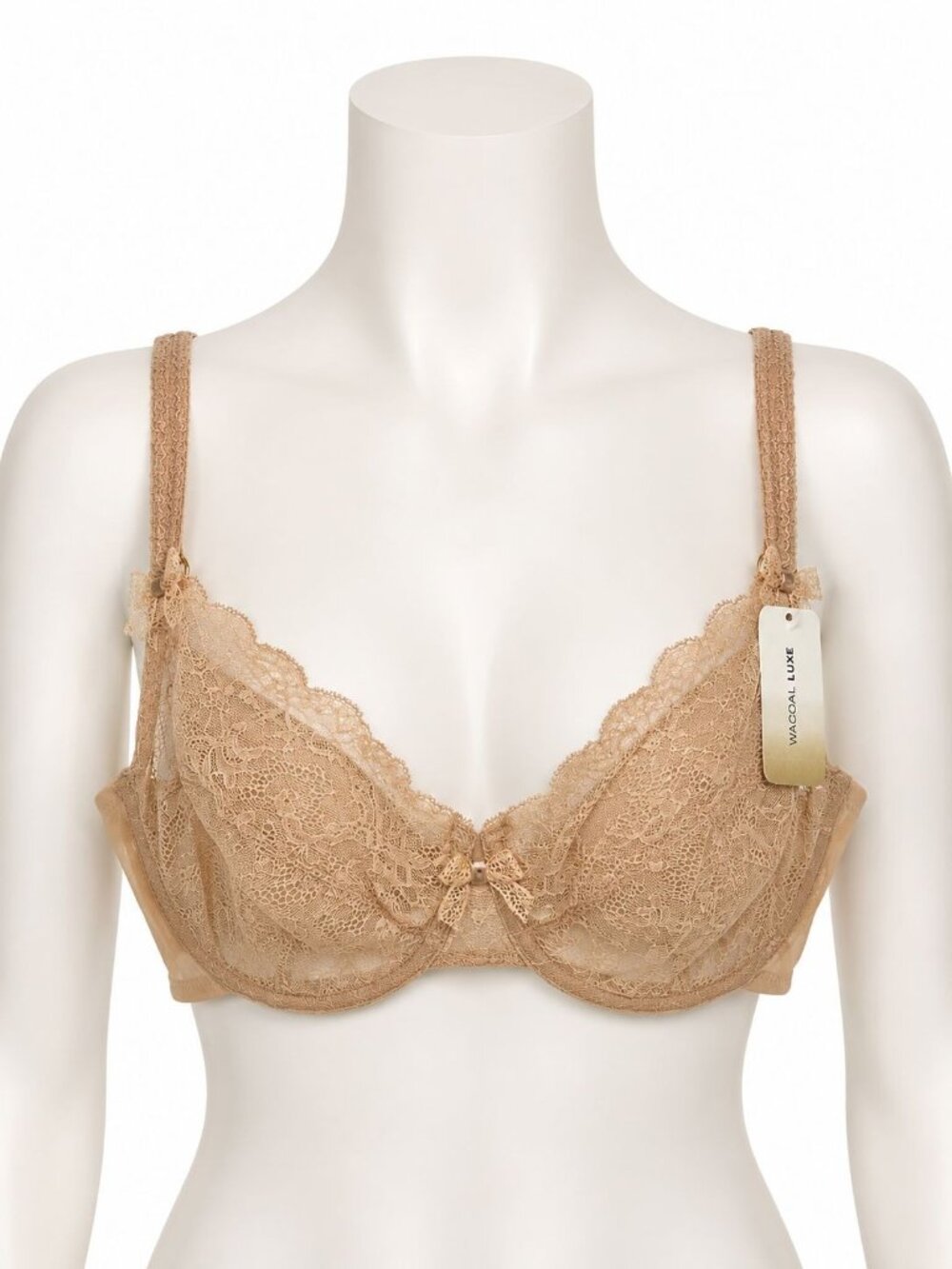 Wacoal Luxe size 36DD #55502 Unlined Lace Bra Nude Tan, NEW